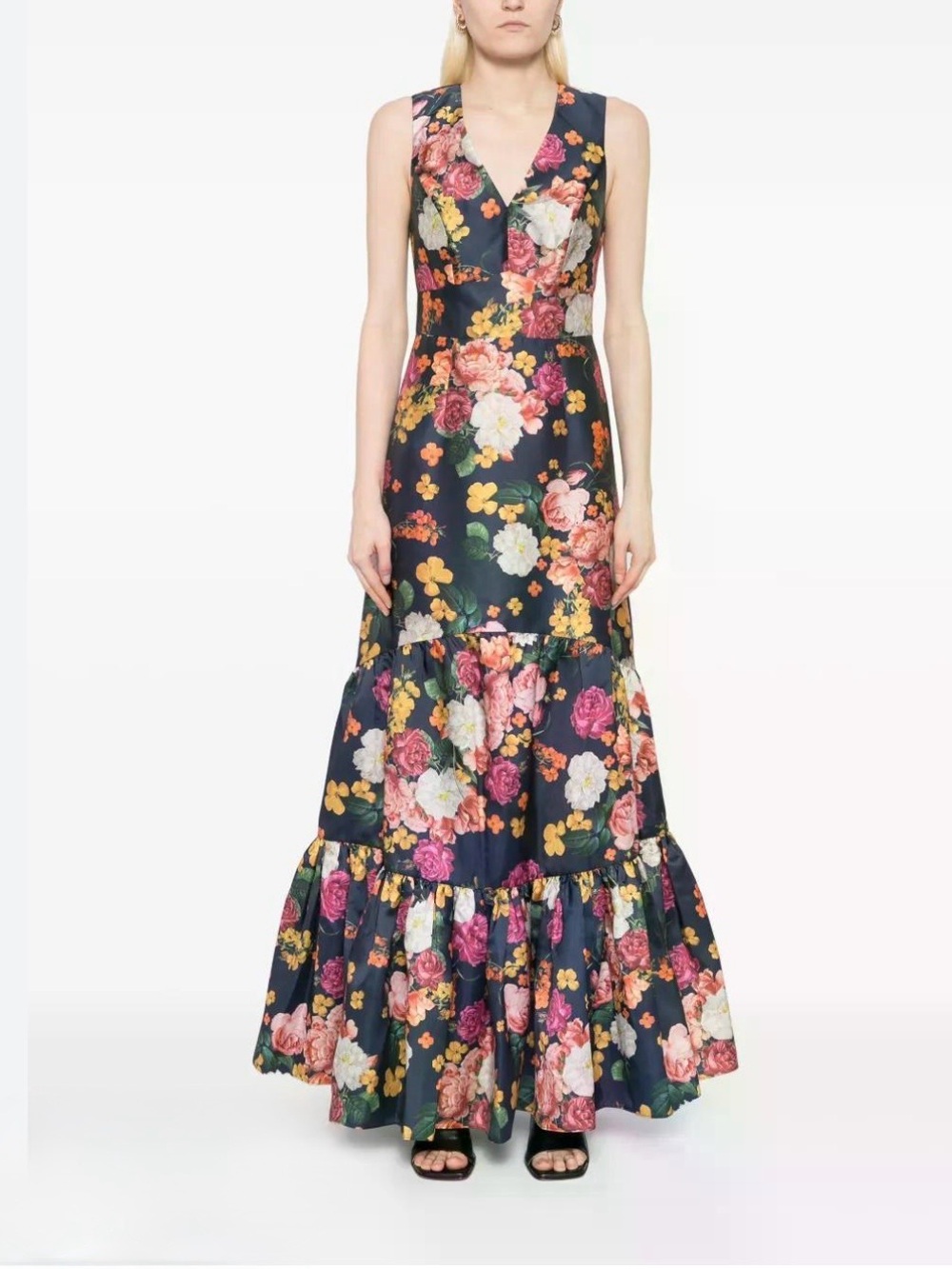 Sachin + Babi Rori Navy Floral Tiered V-Neck Maxi Dress